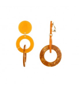 Oranje Oorclips met Dubbele Hangers - Belle Miss | Trendy Fashion Accessoires