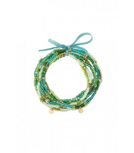 Yehwang - Groene met goudkleurige armband van meerdere strengen en strik