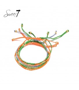Gekleurde Koord Armbanden met Kraaltjes - Sweet 7