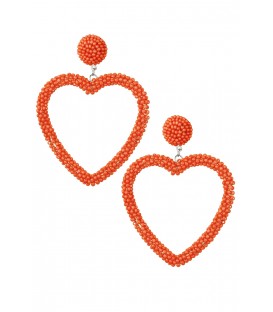 Oranje Harten Oorhangers met Glas Kralen - Yehwang Fashion