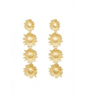 Stijlvolle oorbellen met vier hangende bloemetjes in goudkleur - Voeg glamour toe aan je look!
