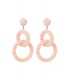 Pastel roze oorhangers met dubbele ringen en glas kralen