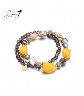 Ontdek onze Geel Gekleurde Armband van 2 Strengen - Een Stralend Fashion Accessoire!
