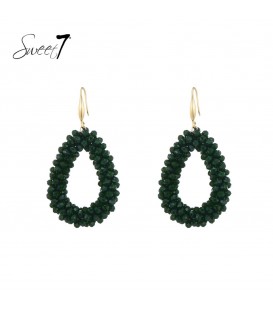 Groene glas kralen oorhangers