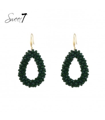 Groene glas kralen oorhangers