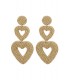 Beige kralen oorhangers met 2 harten