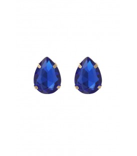 Blauwe Ovale Oorstekers met Glas Steentje - Tijdloze Elegantie | Webshop Naam