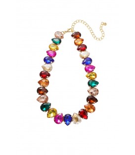 Gekleurde korte hals ketting met glas steentjes