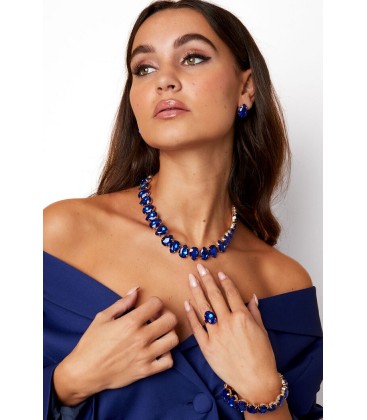 Gekleurde korte hals ketting met glas steentjes