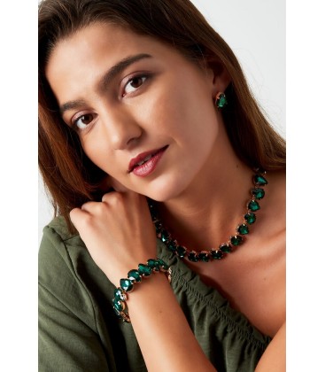 Gekleurde korte hals ketting met glas steentjes