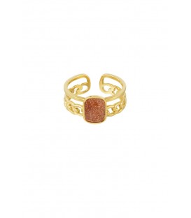 Goudkleurige Ring met Rode Steen in het Midden - Voor een Opvallende Look!