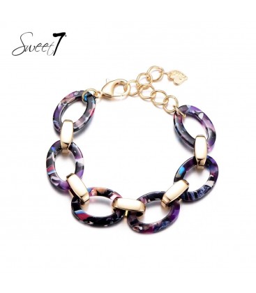 Gekleurde armband met goudkleurige schakels
