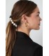 Elegante Zwarte Haarklem met Witte Kunst Parels - Trendy Mode Accessoire