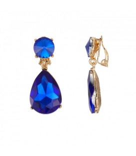 Blauwe glas stenen oorclips
