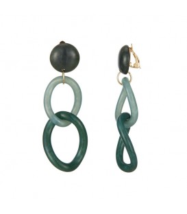 Groene lange oorclips met 2 ovale hangers