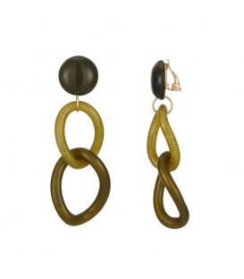 Trendy Groene Oorclips met 2 Ovale Hangers - Klassiek en Elegant