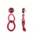 Fuchsia roze oorclips met 2 ovale hangers