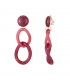 Fuchsia Roze Oorclips met 2 Ovale Hangers - Trendy Accessoires