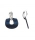 Trendy Zilverkleurige Oorclip met Blauwe Hanger