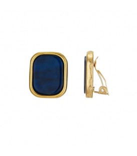 Stijlvolle Blauwe Oorclips met Goudkleurige Rand - Voor een Tijdloze Look!
