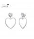 Zilverkleurige harten oorclips met heldere strass steentjes