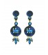 Stijlvolle Blauwe Oorclips met Stof en Kralen - Trendy Accessoires voor Generatie Z