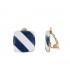 Blauw-Wit Gestreepte Vierkante Oorclips - Trendy Accessoires voor Elke Outfit