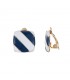 Blauw wit gestreepte vierkante oorclips