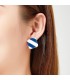 Blauw-Wit Gestreepte Vierkante Oorclips - Trendy Accessoires voor Elke Outfit