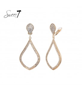 Goudkleurige oorclips met strass steentjes