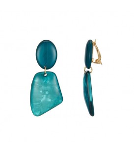 Trendy Turquoise Oorclips met Resin Hanger - Unieke Sieraden Online