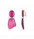 Fuchsia roze oorclips met een motief in de hanger