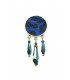 Blauw gekleurde oorclips met kralen als hangertjes