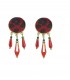Rood gekleurde oorclips met kralen als hangertjes