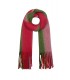 Trendy Groen Rode Winter Sjaal met Franjes - Warme Fashion Accessoire