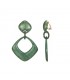 Mooie groene hars oorclips met vierkante groene hanger