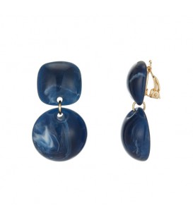 Blauwe oorclips met hanger
