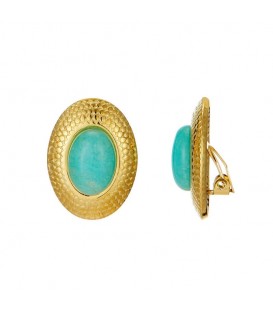 Gouden Oorclips met Turquoise Steen - Stijlvolle Accessoire voor Elke Gelegenheid