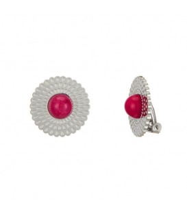 Zilveren Oorclips met Roze Steen - Elegant & Modern