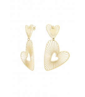 Goudkleurige Dubbele Hart Oorhangers - Must-Have Fashion Accessoire