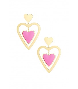 Chique Goudkleurige Oorhangers met Roze Hart - Must-have Accessoire