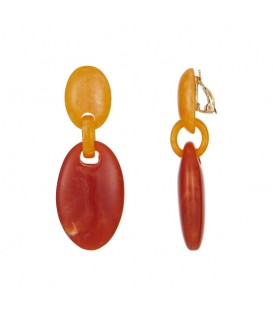 Stijlvolle Gele Oorclips met Oranje Hanger - Must-have Mode Accessoire