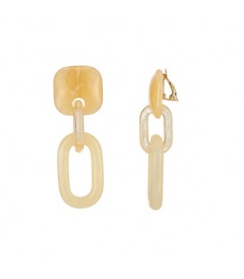 Beige oorclips met dubbele hangers