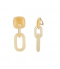 Beige oorclips met dubbele hangers