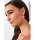 Roze harte oorhangers met een goudkleurig hartje als oor stukje