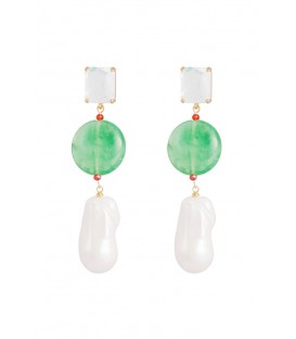 Groene Oorhangers met Witte Parel - Must-have Mode Accessoire