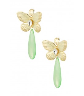 Groene Oorhangers met Goudkleurige Vlinder - Must-have Modeaccessoire