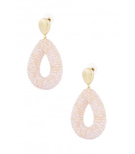 Licht roze met goudkleurige glas kralen oorhangers