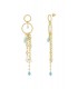Goudkleurige oorhangers met blauwe glas kralen