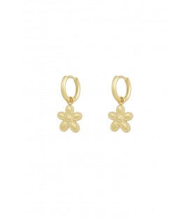 Goudkleurige bloemen oorhangers